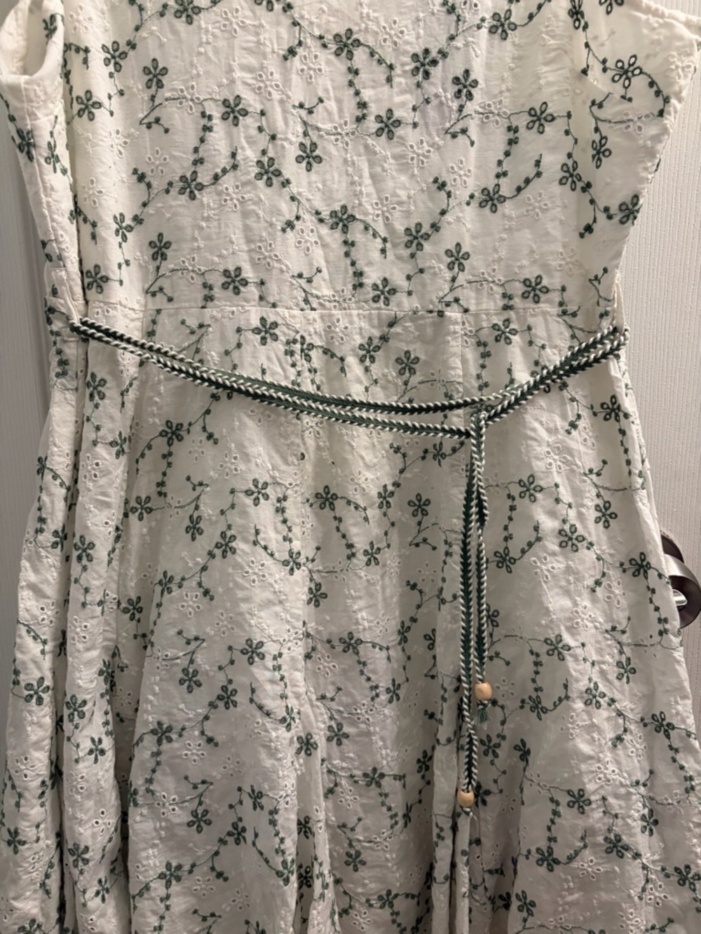 Cottage Core Countryside 100% Cotton Floral Tie-Waist Mini Dress - Picture 7 of 14